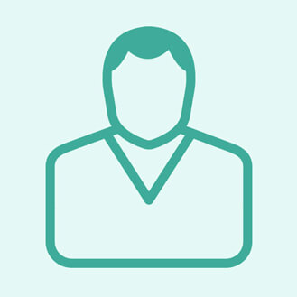 Moritz Schneider Stilisiertes grünes Person-Symbol mit kurzen Haaren und V-förmigem Kragen auf hellgrünem Hintergrund